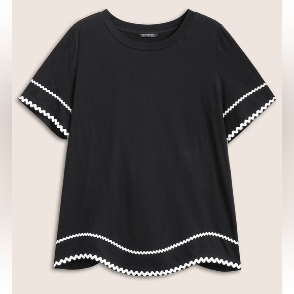 BloomChic Plus Size 2XL Cotton Contrast Trim Round Neck T-shirt us18-20 - Picture 5 of 7